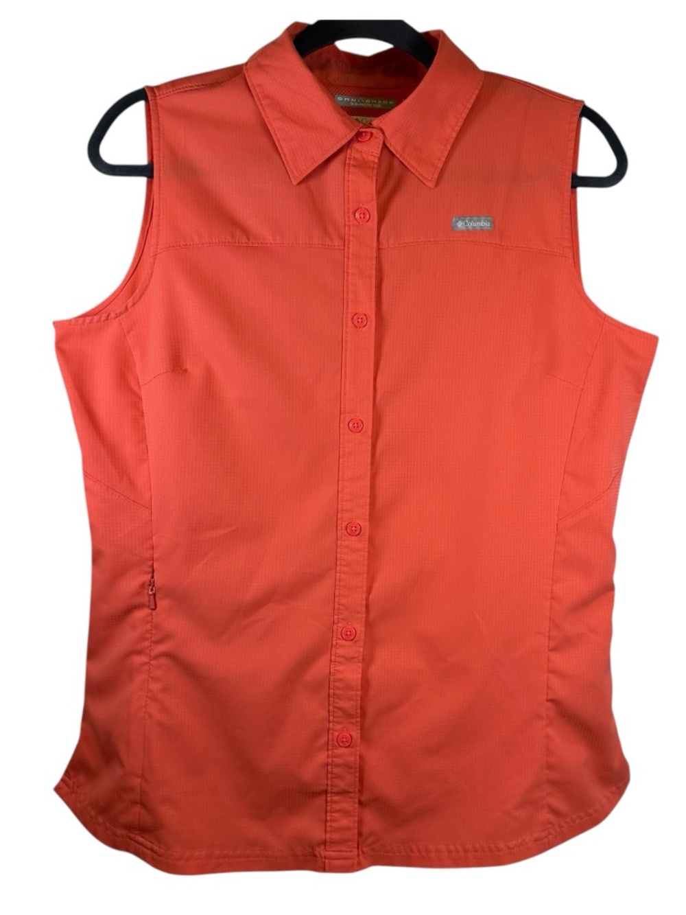 Columbia Omni-Shade Kestrel Trail Lite Vibrant Coral Sleeveless Button Shirt New